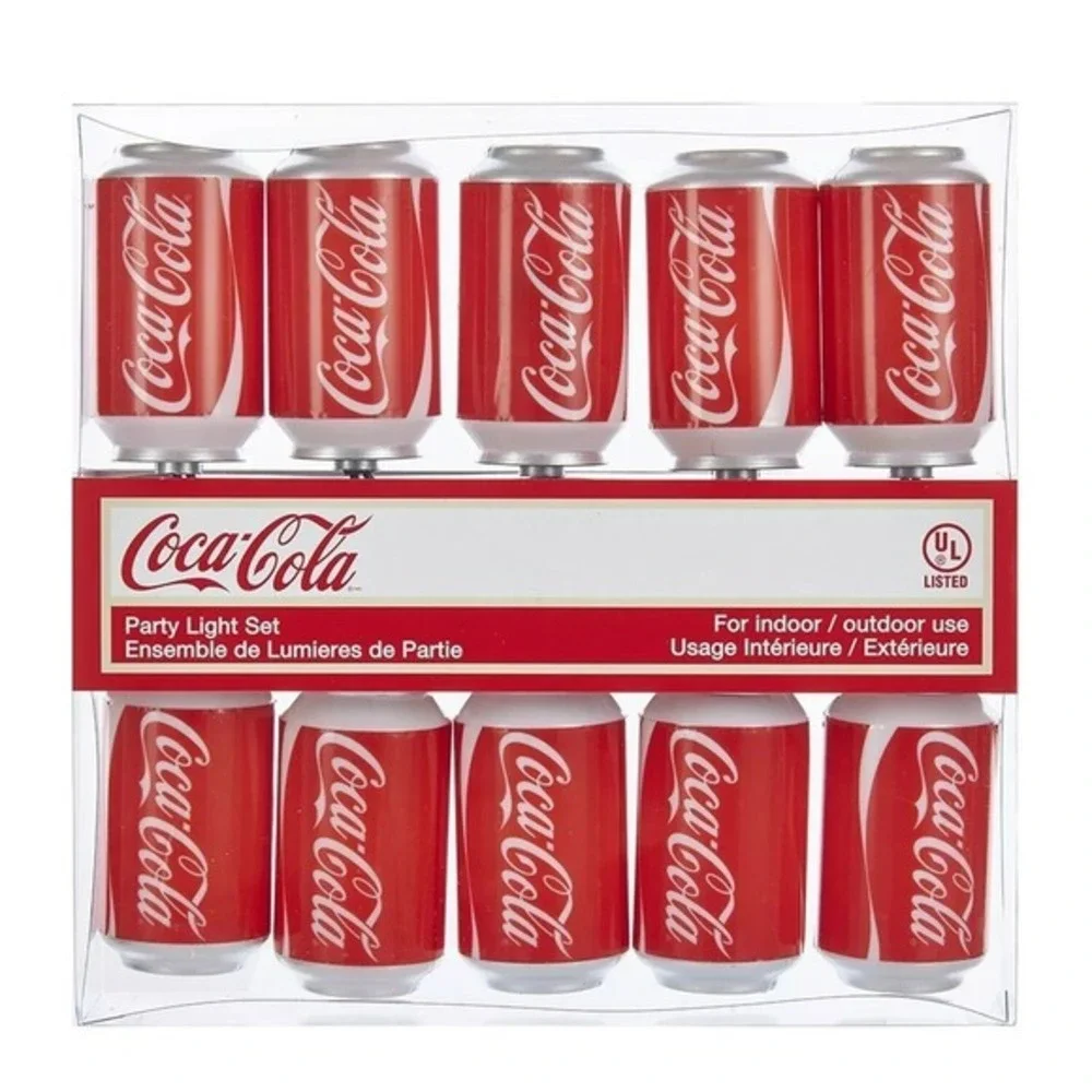 Coca Cola Coke Cans Christmas String Lights Set of 10 Kurt Adler CC0748‎ New